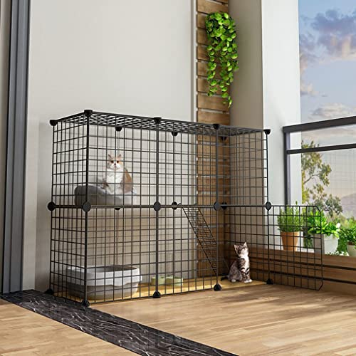 ANSNOW Katzenhaus, Katzenkäfig, Katzenzaun Mit Vordertür, Verschiedene Größen Zur Auswahl, Diy-Zwingerbox, Sportplatz, Geeignet Für 1–2 Katzen/111 * 39 * 73Cm von ANSNOW