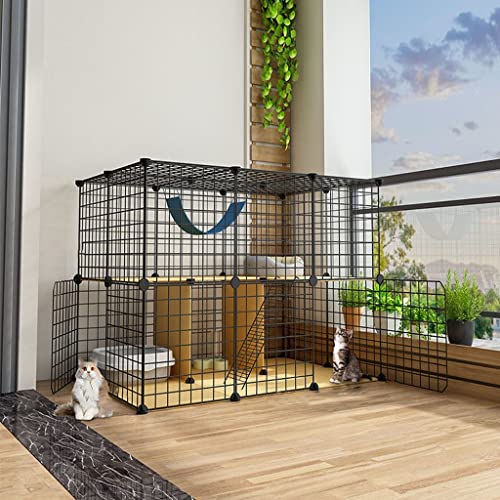 ANSNOW Katzenhaus, Katzenkäfig, Katzenzaun Mit Vordertür, Verschiedene Größen Zur Auswahl, Diy-Zwingerbox, Sportplatz, Geeignet Für 1–2 Katzen/111 * 75 * 73Cm von ANSNOW