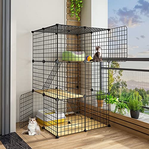 ANSNOW Katzenhaus, Katzenkäfig, Katzenzaun Mit Vordertür, Verschiedene Größen Zur Auswahl, Diy-Zwingerbox, Sportplatz, Geeignet Für 1–2 Katzen/75 * 75 * 109Cm von ANSNOW