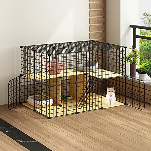 ANSNOW Katzenhütte, Chinchillakäfig, Katzentransportbox Hart, Haustierkäfige Für Katzen, Faltbare Katzenkäfige, Zusammenklappbares Großes Katzenhaus Für Den Innenbereich/111Cm*75Cm*73Cm von ANSNOW