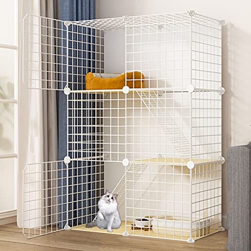 ANSNOW Katzenkäfig, Groß, Zum Selbermachen, Für Den Innenbereich, Katzenlaufstall Für Kleine Tiere, Gitterkäfig Aus Metalldraht, Katzenkäfig, Katzenschrank, Mit Katzennest + Katzenhängematte + Futte von ANSNOW