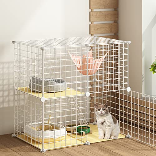 ANSNOW Katzenkäfig, Haustierkäfige Für Katzen, Katzenhaus Im Freien, 2-Stöckiges Katzenhaus, Diy-Laufstall Für Haustiere, Luxuriöses Katzenhaus Mit Mehreren Funktionen/75Cm*49Cm*73Cm - B von ANSNOW