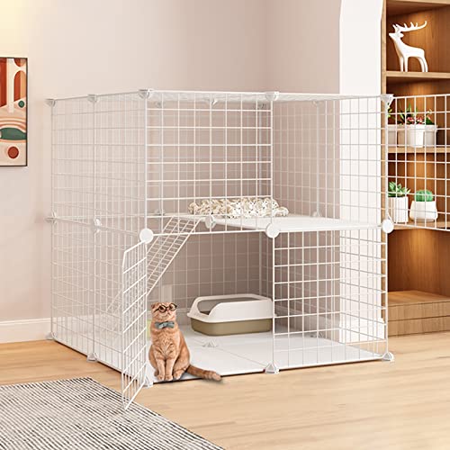 ANSNOW Katzenkäfig, Katzenkäfige, Katzengehege, Katzenhaus Im Freien, 2-Stöckige Katzenwohnung, Für Kleine Haustiere, Kaninchen, Igel, Katzen, Meerschweinchen von ANSNOW