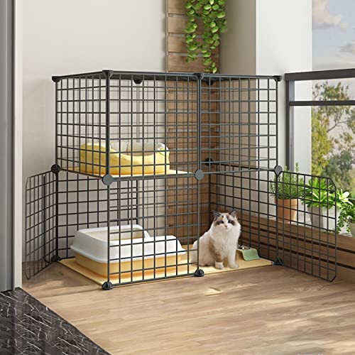 ANSNOW Katzenkäfig, Katzenkäfige Für Katzen Im Innenbereich, Katzenlaufstall, Katzen-Außengehege, Diy-Katzenlaufstall, Metallhütte Mit Plattformmatte Für 1–2 Katzen, Frettchen, Chinchilla, Kaninchen von ANSNOW