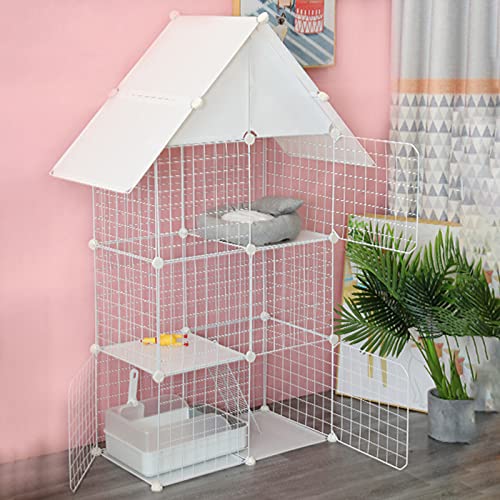 ANSNOW Katzenkäfig, Katzenlaufstall, Katzengehege Für Den Außenbereich | Katzenkäfig Inklusive Katzentoilette, Hängematte Und 1 Katzennest Und Futternapf | Ideal Für 1-2 Katzen/C3/75 * 37 * 145Cm von ANSNOW