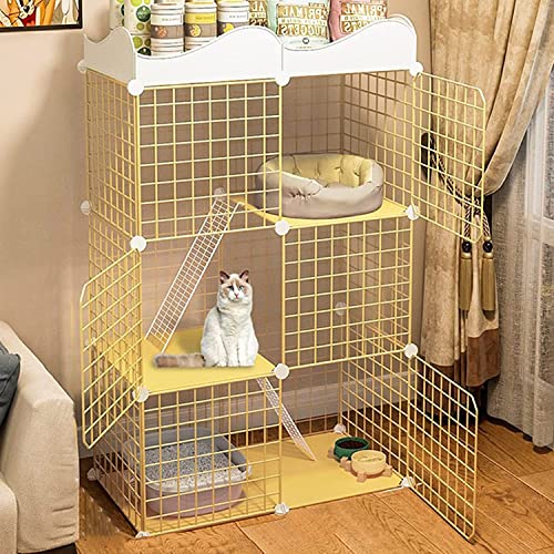 ANSNOW Katzenkäfig, Katzentransportbox, 2-Stöckiger Haustier-Katzenkäfig, Katzenkäfig, Übungszaun Mit Tür Und Geschlossener Katzentoilette, Verwendung Für Kätzchen/75 * 39 * 119Cm von ANSNOW