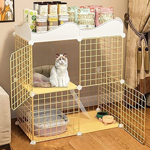 ANSNOW Katzenkäfig, Katzentransportbox, 2-Stöckiger Haustier-Katzenkäfig, Katzenkäfig, Übungszaun Mit Tür Und Geschlossener Katzentoilette, Verwendung Für Kätzchen/75 * 39 * 83Cm von ANSNOW