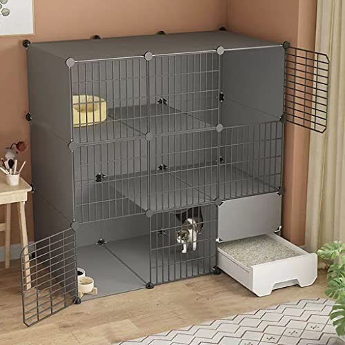 ANSNOW Katzenkäfig-Ecke, Katzenkäfige Für Hauskatzen Mit Katzentoilette, Abnehmbarer Kleintierkäfig Aus Metall, Selbstgebauter Schwarzer Kätzchen-Laufstall, Kätzchenkiste, Katzenhaus, Übungsort, Ide von ANSNOW