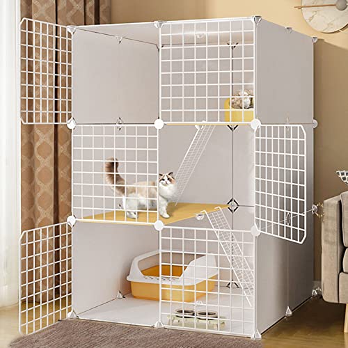 ANSNOW Katzenkäfig – Hundekäfige Mittlerer Größe, Hamster-Laufstall, Katzen-Laufstall, DIY-Haustier-Laufstall, Metallgehege, Netz Mit Tür Für Kaninchen, Igel, Katzen, Meerschweinchen, Katzenkäfig-Zu von ANSNOW