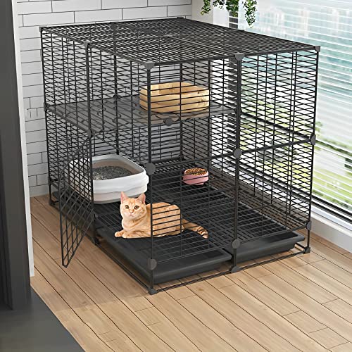 ANSNOW Katzenkäfig Innengehege Metalldraht DIY Haustier Laufstall Catio Katzengehege Kleintierhaus Villa Großer Übungsplatz Für Kätzchen Meerschweinchen Und Chinchilla Ideal Für 1-3 Katzen (Farbe: C von ANSNOW