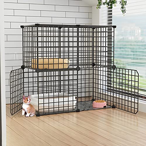 ANSNOW Katzenkäfig Innengehege Metalldraht DIY Haustier Laufstall Catio Katzengehege Kleintierhaus Villa Großer Übungsplatz Für Kätzchen Meerschweinchen Und Chinchilla Ideal Für 1-3 Katzen (Farbe: C von ANSNOW