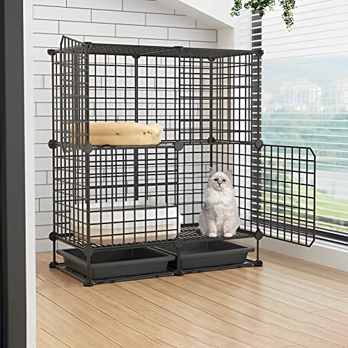 ANSNOW Katzenkäfig Innengehege Metalldraht DIY Haustier Laufstall Catio Katzengehege Kleintierhaus Villa Großer Übungsplatz Für Kätzchen Meerschweinchen Und Chinchilla Ideal Für 1-3 Katzen (Farbe: C von ANSNOW