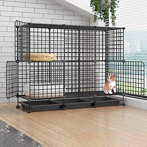 ANSNOW Katzenkäfig Innengehege Metalldraht DIY Haustier Laufstall Catio Katzengehege Kleintierhaus Villa Großer Übungsplatz Für Kätzchen Meerschweinchen Und Chinchilla Ideal Für 1-3 Katzen (Farbe: C von ANSNOW