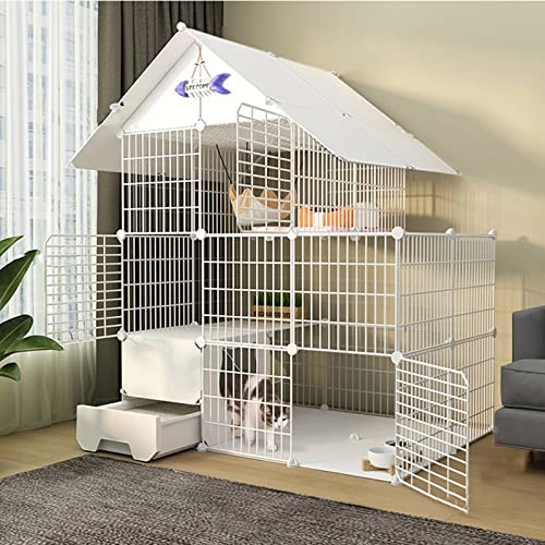 ANSNOW Katzenkäfig – Katzenlaufstall, Katzenkäfig Mit Katzentoilette, Frettchenkäfig Mit Tür, Diy-Haustier-Laufstall, Katzenkäfig, Käfig, Zwinger, Faltbarer Zaun, Hof Für Kleine Haustiere, Kaninchen von ANSNOW