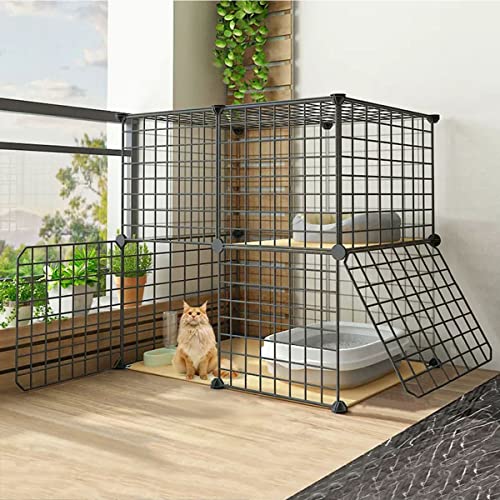 ANSNOW Katzenkäfig-Laufstall, Große Katzenhütten, DIY-Katzenlaufstall Für Kleintiere Im Innenbereich, Abnehmbare Kätzchenkiste Aus Metall, Katzenhaus, Übungsort, Ideal Für 1–2 Katzen, Leicht Zu Rein von ANSNOW