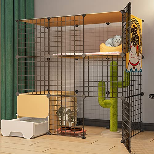 ANSNOW Katzenkäfig Mit Tür Und Geschlossener Katzentoilette, Diy-Gehäuse, Kleintierkäfig Für Katzen, Meerschweinchen, Hasen Und Chinchilla, 147 X 95 X 145 cm von ANSNOW