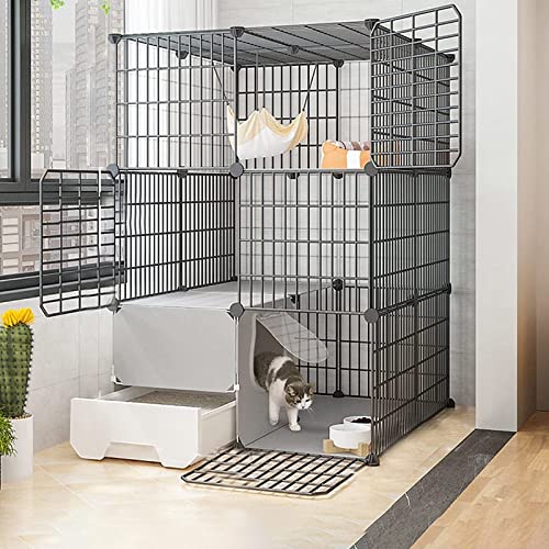 ANSNOW Katzenkäfige, Diy-Kleintierkäfig, Für Den Innenbereich, Große Haustierkiste, 2/3-Stufiges Haustiergehege, Abnehmbarer, Extra Großer Katzenlaufstall, Katzen-Metallübungszaun, Geeignet Für Kätz von ANSNOW