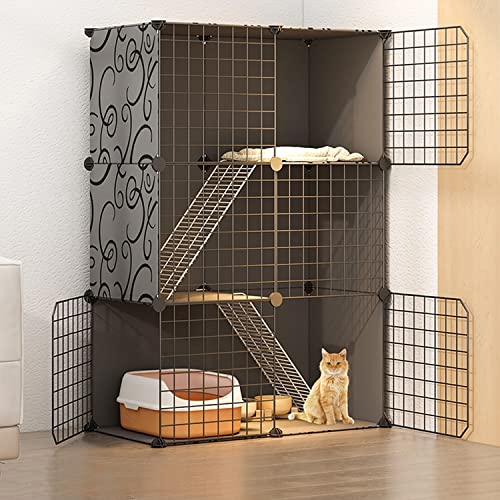 ANSNOW Katzenkäfige Für Den Innenbereich, Groß, Katzengehege, Katzenschrank, Halbgeschlossener Katzenkäfig, Diy-Katzenlaufstall, Haustierzaun Für Den Innenbereich, Mit Katzennest + Katzenhängematte von ANSNOW