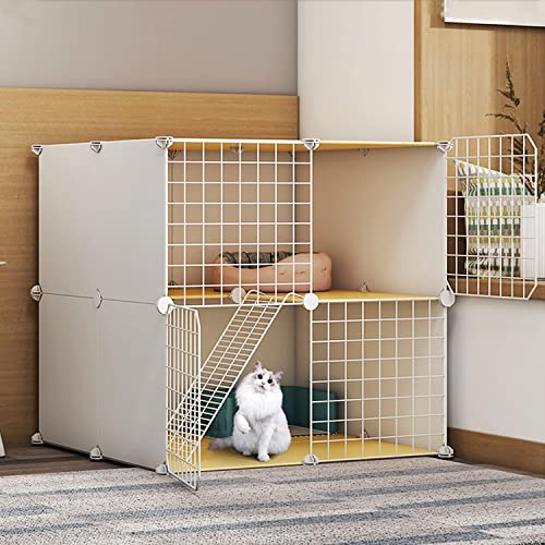 ANSNOW Katzenkäfige Für Den Innenbereich, Groß, Katzengehege, Katzenschrank, Halbgeschlossener Katzenkäfig, Diy-Katzenlaufstall, Haustierzaun Für Den Innenbereich, Mit Katzennest + Katzenhängematte von ANSNOW