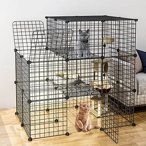 ANSNOW Katzenkäfige Für Den Innenbereich, Katzengehege – DIY-Laufstall Für Haustiere, Haustierkäfige Für Katzen, Metallgehege Mit Tür Für Kleine Haustiere, Kaninchen, Igel, Katzen, Meerschweinchen, von ANSNOW