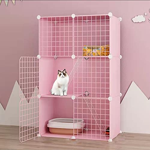 ANSNOW Katzenkäfige Für Den Innenbereich, Rosa, Diy-Haustierkäfig, Abnehmbare Metall-Kleintierhütten, Diy-Design-Laufstall Mit Kletterleitern, Katzengeschenke Für Katzenliebhaber, Ideal Für 1–2 Katz von ANSNOW