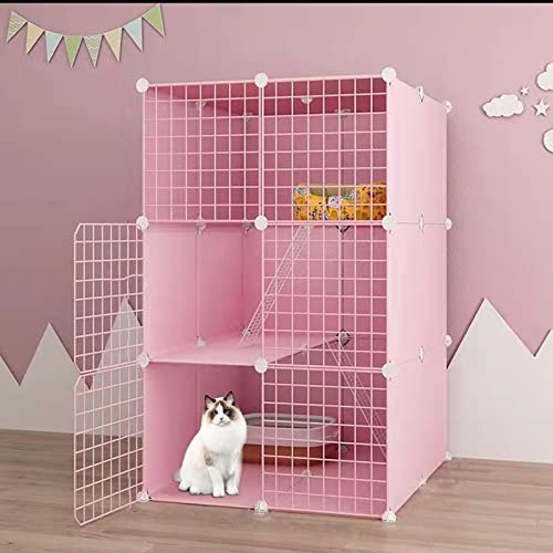 ANSNOW Katzenkäfige Für Den Innenbereich, Rosa, Diy-Haustierkäfig, Abnehmbare Metall-Kleintierhütten, Diy-Design-Laufstall Mit Kletterleitern, Katzengeschenke Für Katzenliebhaber, Ideal Für 1–2 Katz von ANSNOW