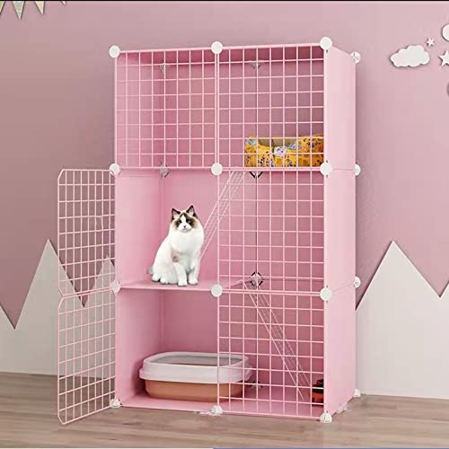 ANSNOW Katzenkäfige Für Den Innenbereich, Rosa, Diy-Haustierkäfig, Abnehmbare Metall-Kleintierhütten, Diy-Design-Laufstall Mit Kletterleitern, Katzengeschenke Für Katzenliebhaber, Ideal Für 1–2 Katz von ANSNOW