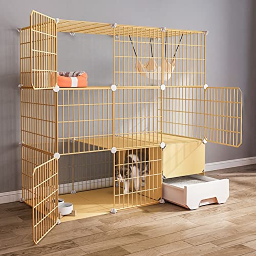 ANSNOW Katzenkäfige Für Hauskatzen, Katzenkäfig-Ecke, Große Katzenhütten, Diy-Katzenlaufstall Für Kleintiere, Laufstall, Katzenhaus, Haustiergehege, Mit Katzentoilette, Hängematte, Katzenbett (Größe von ANSNOW