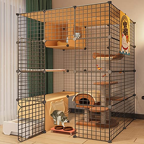 ANSNOW Katzenlaufstall, Katzenkäfig, DIY-Haustiere, Kaninchenlaufstall Mit Tür Und Geschlossener Katzentoilette, Kleintierkäfig Für Kätzchen, Meerschweinchen, Hasen Und Chinchilla, Ideal Für 1–4 Kat von ANSNOW