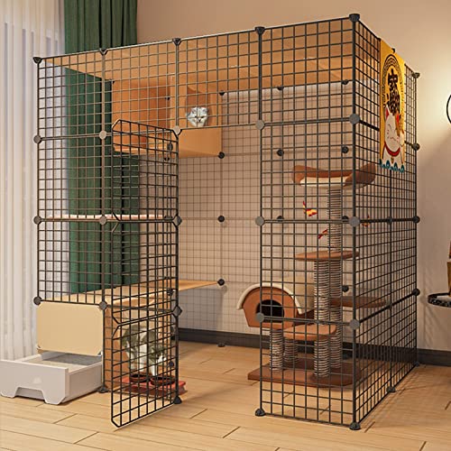 ANSNOW Katzenlaufstall, Katzenkäfig, DIY-Haustiere, Kaninchenlaufstall Mit Tür Und Geschlossener Katzentoilette, Kleintierkäfig Für Kätzchen, Meerschweinchen, Hasen Und Chinchilla, Ideal Für 1–4 Kat von ANSNOW