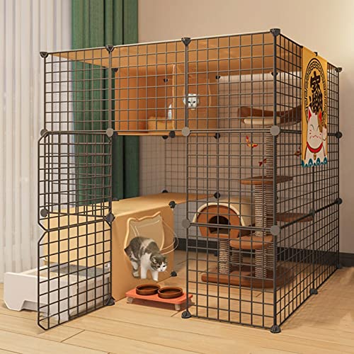 ANSNOW Katzenlaufstall, Katzenkäfig, DIY-Haustiere, Kaninchenlaufstall Mit Tür Und Geschlossener Katzentoilette, Kleintierkäfig Für Kätzchen, Meerschweinchen, Hasen Und Chinchilla, Ideal Für 1–4 Kat von ANSNOW