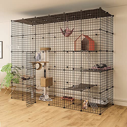 ANSNOW Katzenlaufstall – Frettchenkäfig Für Den Innenbereich, DIY-Katzenlaufstall, Abnehmbare Katzenkiste, Ideal Für 1–4 Katzen/Schwarz/219 * 75 * 182Cm von ANSNOW