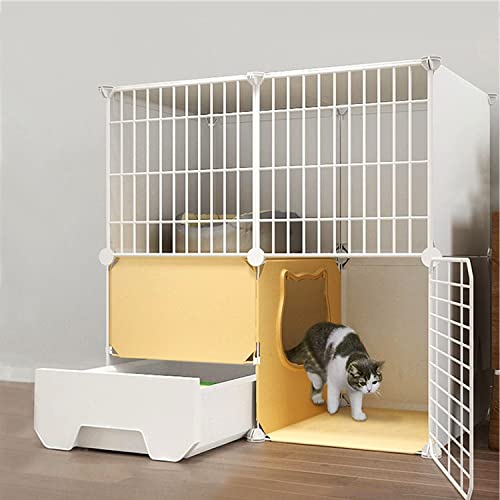 ANSNOW Katzenlaufstall Für Kleintiere, Katzenkäfige Für Den Innenbereich, Groß, Mit Katzentoilette, Katzenkäfige Für Hauskatzen, Katzengehege, Mit Leiter + Katzennest + Katzenhängematte + Katzennapf von ANSNOW