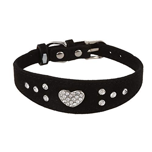 ANSO SüßE Haustier Katze Hundehalsband mit Bling Strass für Kleine oder Mittlere Hunde Katzen Haustiere Verstellbare Schnalle S Schwarz von ANSO