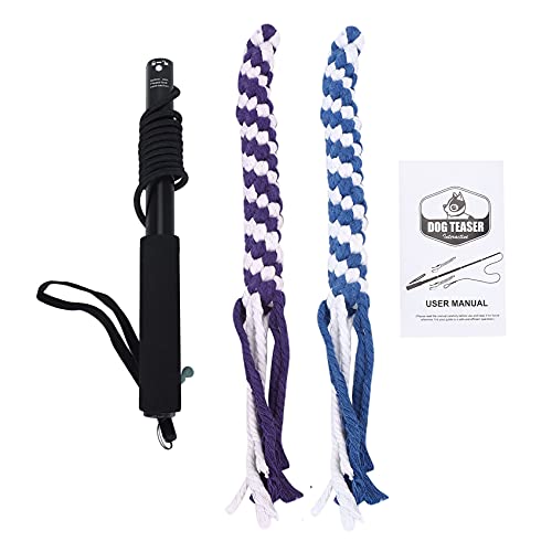 ANTIOCH Flirt Pole Seil Tug Dog Toy, Interaktives Seil aus Baumwollmischung, zum Ziehen, Jagen, Kauen, Trainieren (L Schwarz) von ANTIOCH