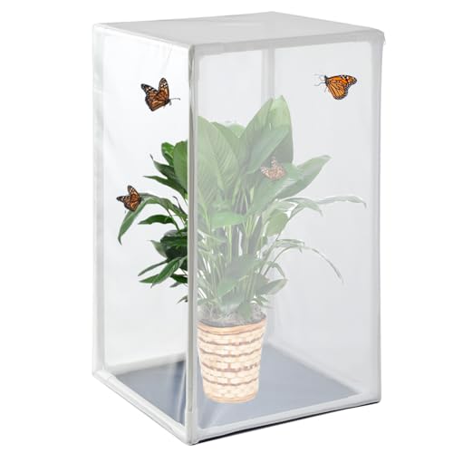 ANTOLL Insektenkäfig, Libelle, Schmetterling, fliegende Insekten, Netzkäfig, Beobachtung von Pflanzen und Kleintier-Terrarium mit PVC-Rohr-Unterstützung, 43.2x43.2x76.2 cm (weiß) von ANTOLL