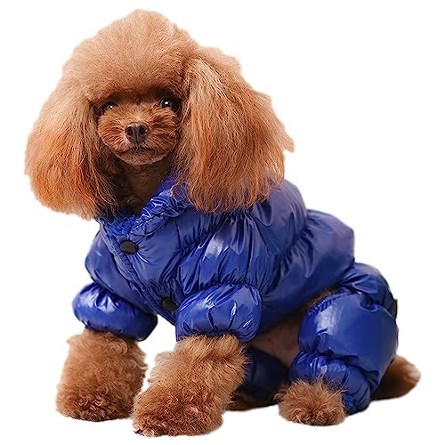 ANUFER Hund Winter Pufferjacke Wasserdicht Thermische Haustier Welpe Katze Geknöpft Strampler Jumpsuit SN0711114 Königsblau L von ANUFER