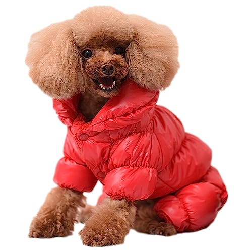 ANUFER Hund Winter Pufferjacke Wasserdicht Thermische Haustier Welpe Katze Geknöpft Strampler Jumpsuit SN0711114 Rot L von ANUFER