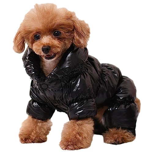 ANUFER Hund Winter Pufferjacke Wasserdicht Thermische Haustier Welpe Katze Geknöpft Strampler Jumpsuit SN0711114 Schwarz L von ANUFER