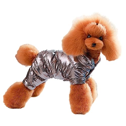 ANUFER Hund Winter Pufferjacke Wasserdicht Thermische Haustier Welpe Katze Geknöpft Strampler Jumpsuit SN0711114 Silber L von ANUFER