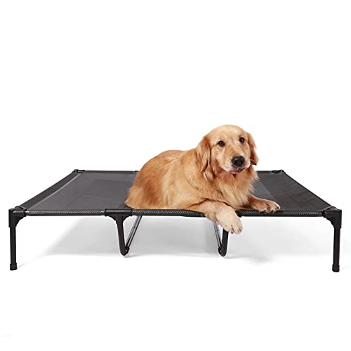 ANWA Erhöhtes Hundebett für Garten draußen, Hundeliege Outdoor Grosse Hunde, Hundebett für große Hunde höhe in 20cm SCHWARZ von ANWA