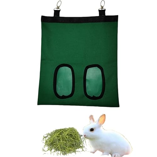 2 Fenster Kaninchen Heutasche,Aufhängbarer Futterbeutel mit Klettverschluss,Meerschweinchen Futterstation Futterspender,Futtersack für Hase Chinchilla Hamster Kleine Tiere (Grün) von ANXJLEO