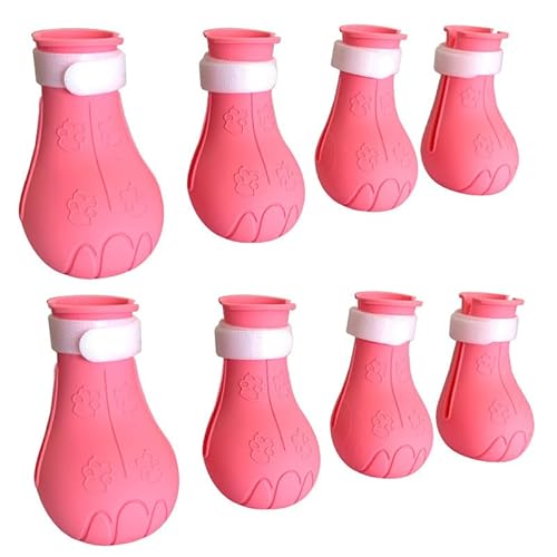 2 Set Katzen Pfotenabdeckungen,Einstellbar rutschfeste Katzenklauenabdeckungen,Rasieren,um Kratzer zu verhindern,Katzenstiefel,weiches Silikon,Katzenpfoten-Handschuhe (Rosa) von ANXJLEO