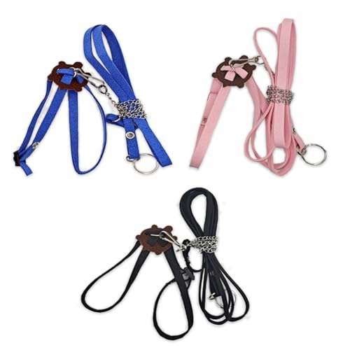 3 Stück Schildkrötengeschirr,verstellbare Schildkrötenleine für Haustiere,Control Rope Chest Colla,kleines Haustier,Outdoor-Kontrollseil für Spaziergänge,Training,Flucht (Blau Schwarz,Rosa, S) von ANXJLEO