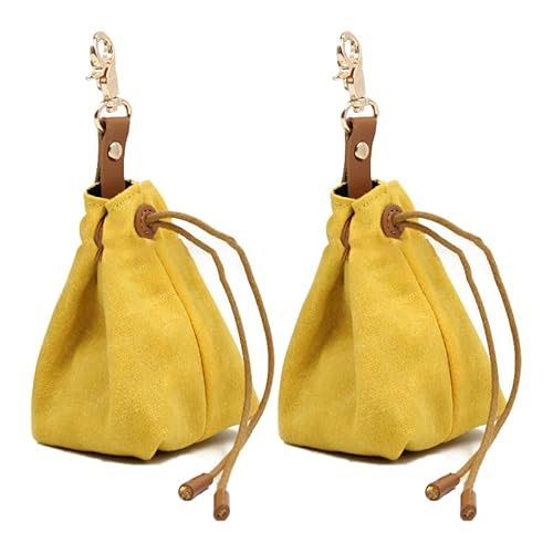 ANXJLEO 2 Stück Pet Training Snack Tasche,Futterbeutel für Hundeleckerlis,Schrumpftaschen mit Clip Schnalle,Multifunktionale Futtertasche für Haustierspielzeug,Leckereien (Gelb) von ANXJLEO