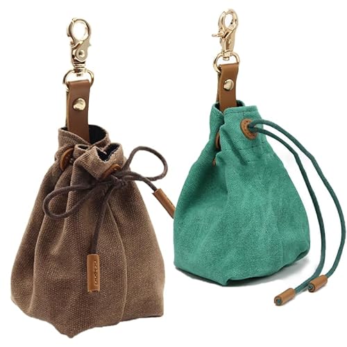 ANXJLEO 2 Stück Pet Training Snack Tasche,Futterbeutel für Hundeleckerlis,Schrumpftaschen mit Clip Schnalle,Multifunktionale Futtertasche für Haustierspielzeug,Leckereien (Kaffe+Grasgrün) von ANXJLEO