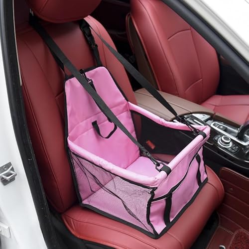 Abnehmbarer Haustier-Autositz,Hundesitz Auto Rückbank Vordersitz,Auto Träger Sitzbeutel,Haustier Mesh Hängende Taschen,Korb Sicherheit Reisendes für Jede Art von Auto geeignet (Rosa, 41 * 34 * 25cm) von ANXJLEO