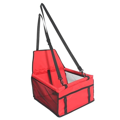 Abnehmbarer Haustier-Autositz,Hundesitz Auto Rückbank Vordersitz,Auto Träger Sitzbeutel,Haustier Mesh Hängende Taschen,Korb Sicherheit Reisendes für Jede Art von Auto geeignet (Rot, 41 * 34 * 25cm) von ANXJLEO