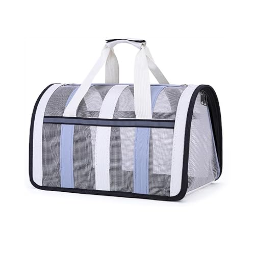 Pet Carrier für Katzen Pet Carrier für Hunde Striped Tulle Outdoor Medium Pet Carrier, Small Pet Soft Side Open Travelling Carrier Breathable and Foldable (Style 1, L) von ANXJLEO