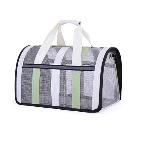 Pet Carrier für Katzen Pet Carrier für Hunde Striped Tulle Outdoor Medium Pet Carrier, Small Pet Soft Side Open Travelling Carrier Breathable and Foldable (Style 2, L) von ANXJLEO